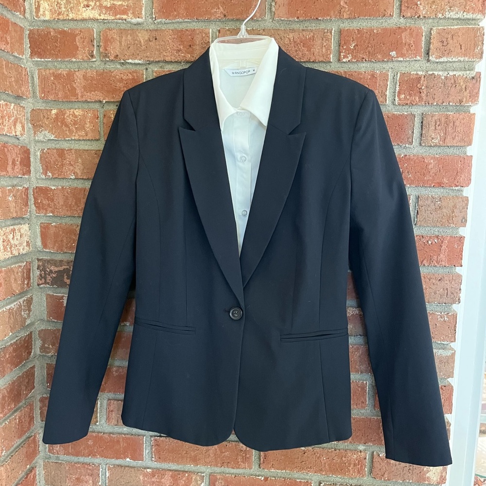 Y2K Halogen Womans Blazer Jacket Classic Navy Tailored Fit Pocket size 6